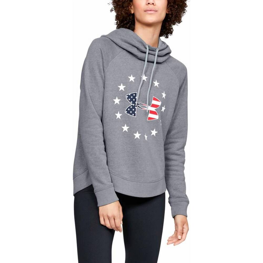 NEW UNDER ARMOUR freedom logo favorite hoodie in steel light heather